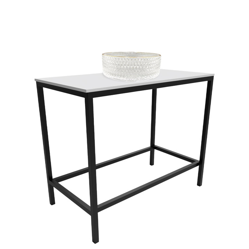 Rectangular Metal Console Sink Set with Glass Vessel Sink and Solid Surface Top - Luminous Collection, White/Black