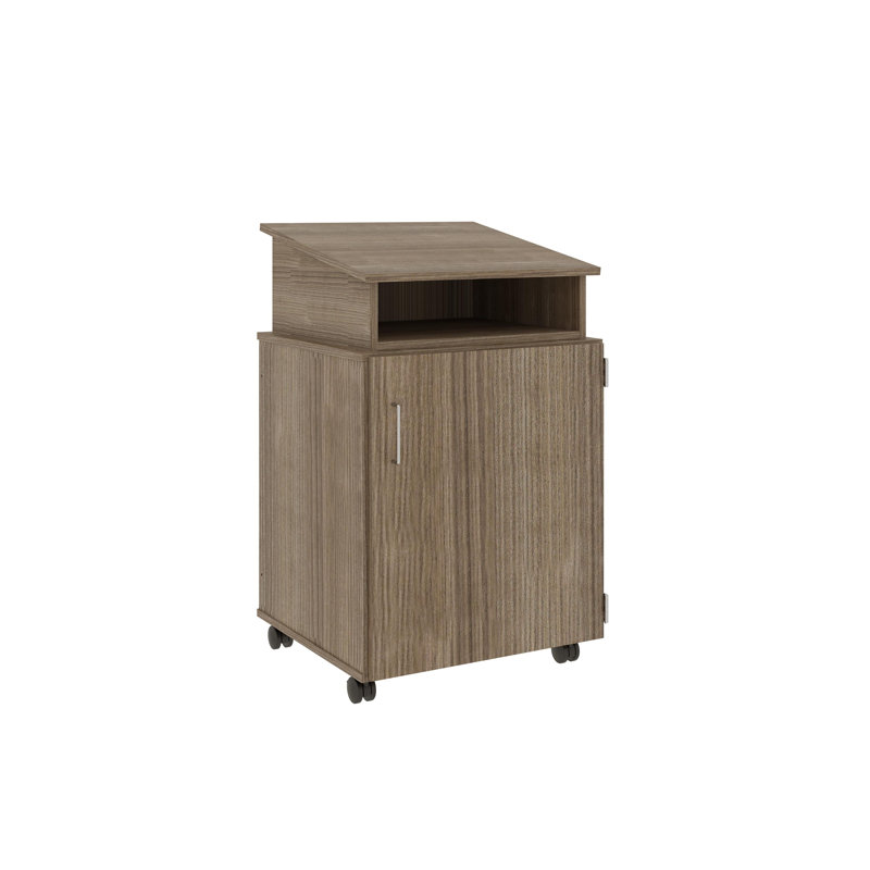 Caisson mobile avec rangement pour armoire et plateau incliné, Orme foncé