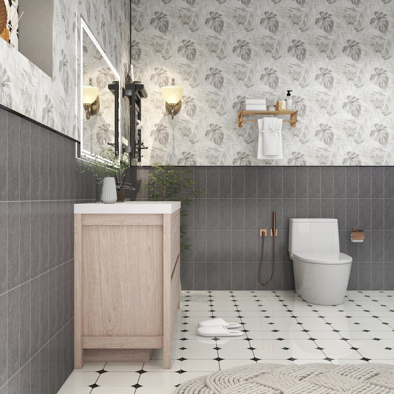 Meuble-lavabo double 59 po avec plateau en acrylique Cabazon, Bois rose