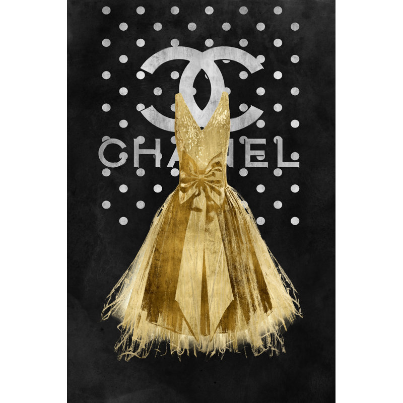 Fashion Dress Gold by Madeline Blake - Wrapped Canvas Print, 46cm H x 30cm W