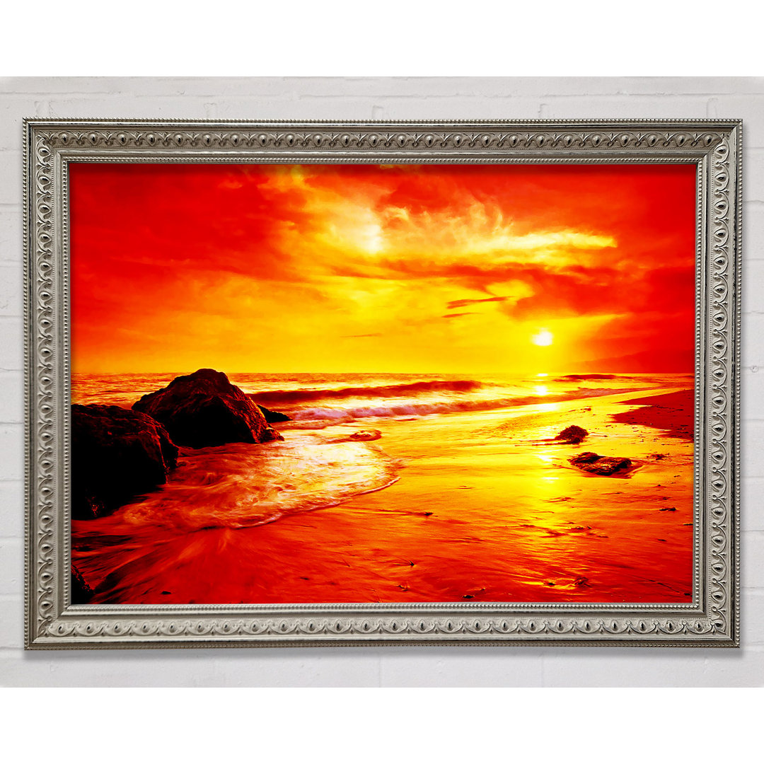 Gerahmtes Leinwandbild Blazing Orange Seas