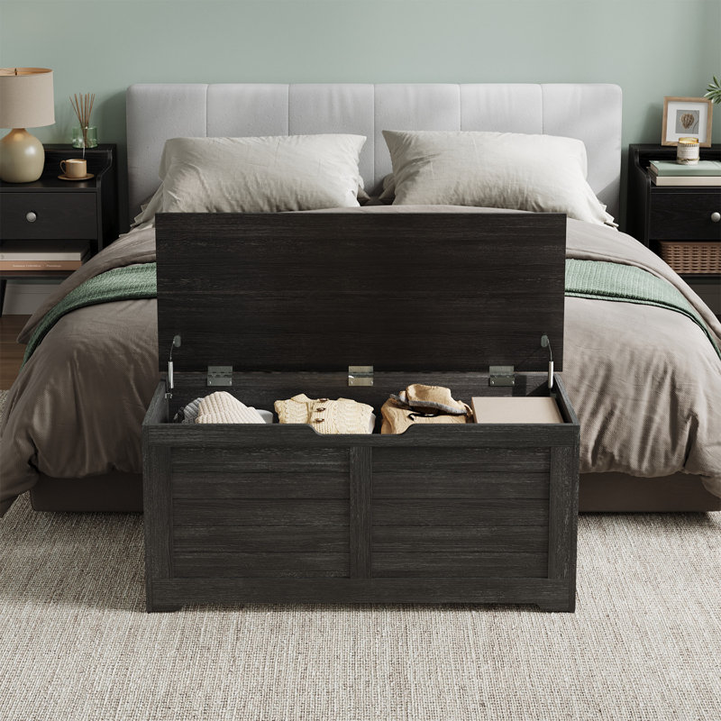 Banc de rangement Kebra , H 18,1 po x l 39,4 po x P 15,7 po, Noir ébène