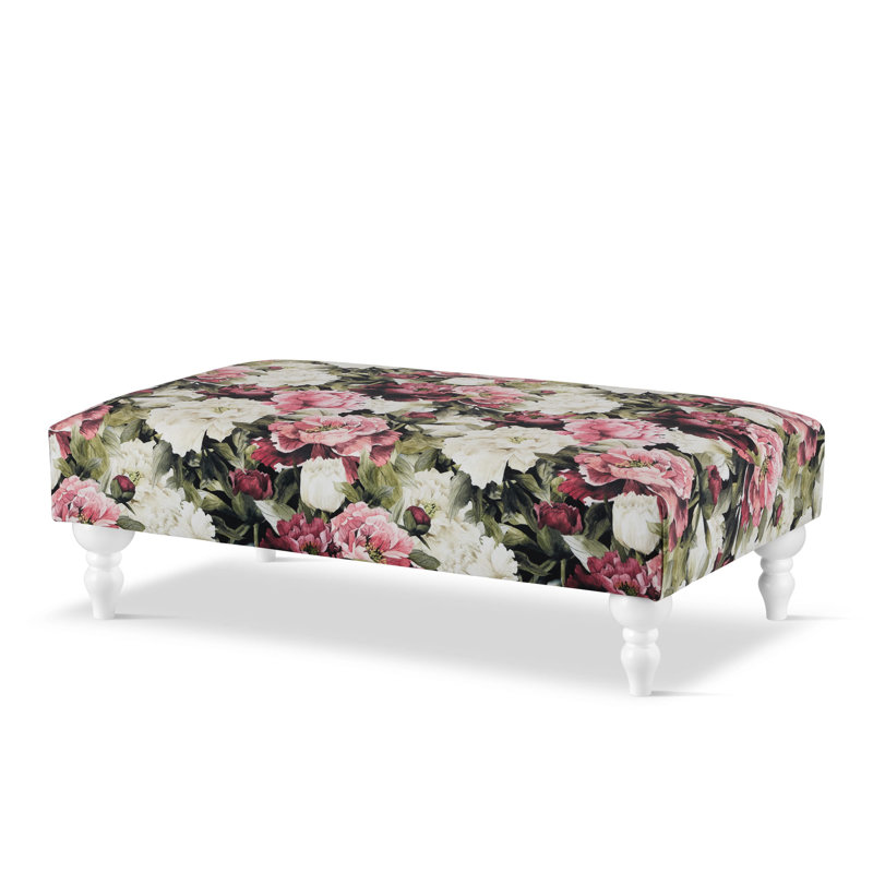 Ajus 100cm Wide Velvet Rectangle Floral Cocktail Ottoman