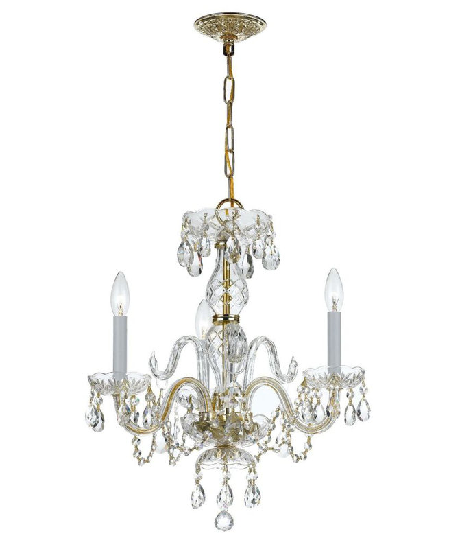 Wehr 3 - Light Candle Style Classic / Traditional Chandelier, Majestic Wood Polished/Polished Brass