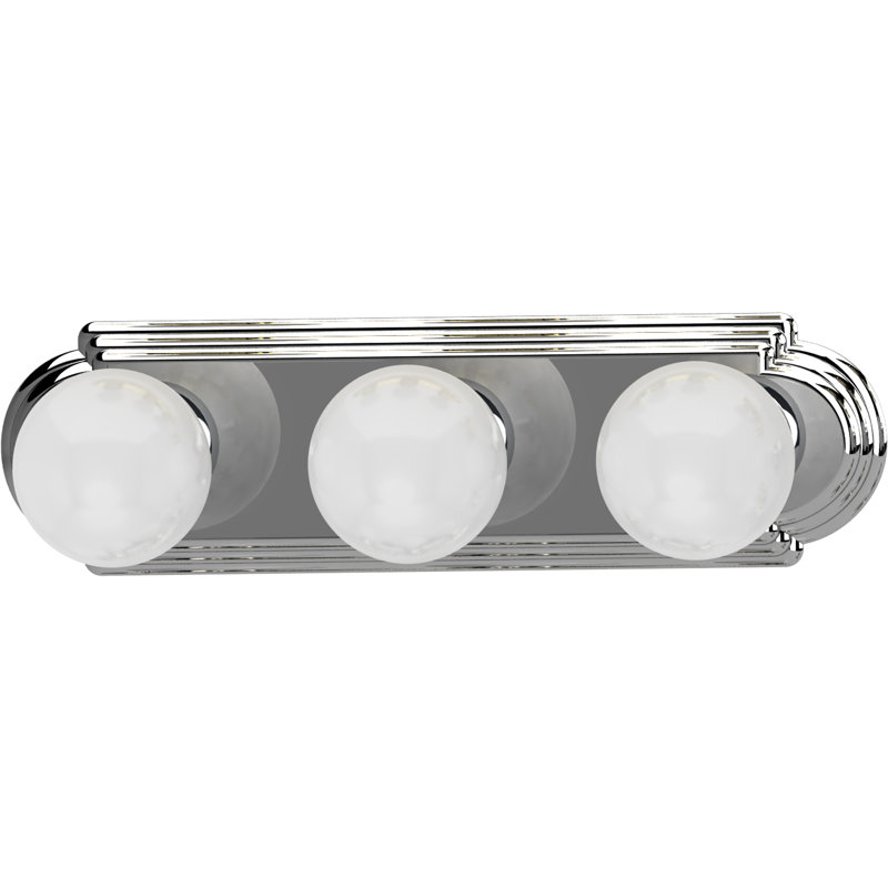 Barre d'éclairage de salle de bain murale 3 lumières l 18 po en chrome, Chrome