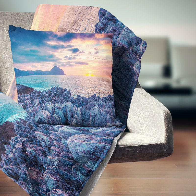 Oreiller de cofano paysager à coucher de soleil sur monte, 18 po x 18 po, Coussin décoratif