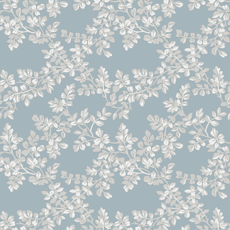 Laura Ashley Burnham Pale Seaspray Wallpaper, White/Blue/Gray