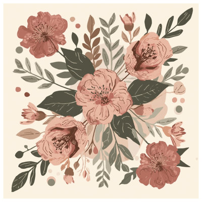 Pink Floral Illustration Shower Curtains Extra Long