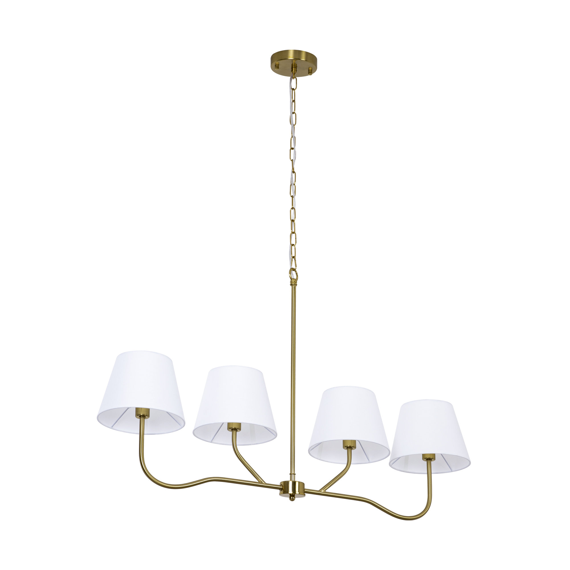 Conner 4-Light Brass Burlap Liner Shaded Pendant For Dinning Room