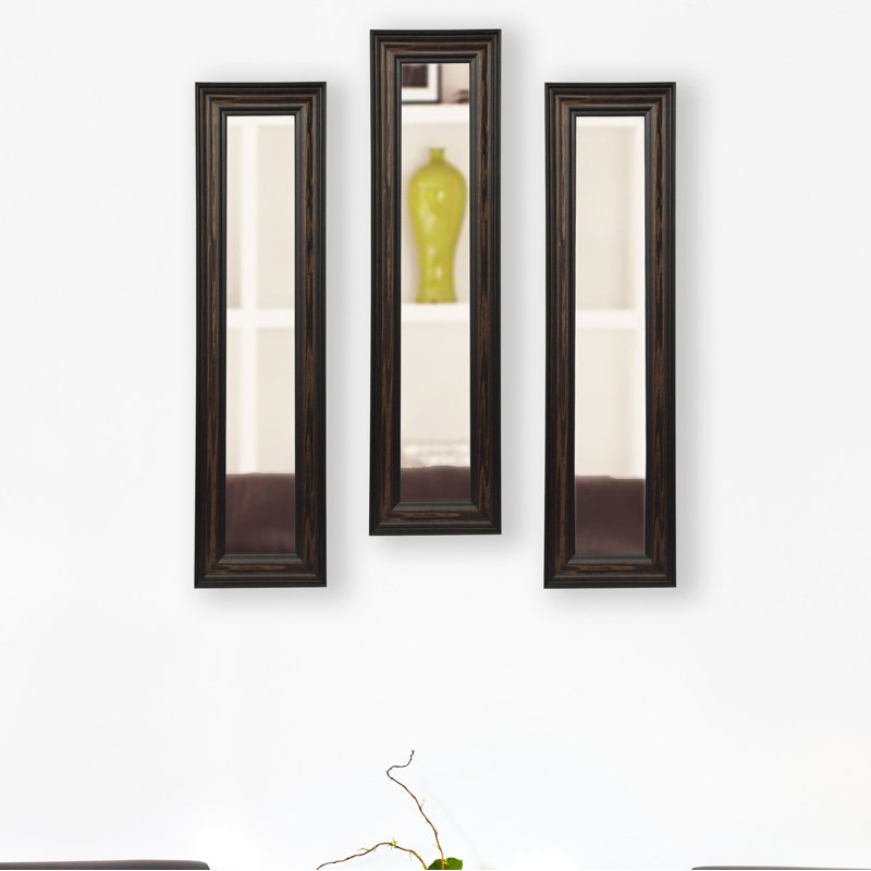 Kincannon Wood Flat Wall Mirror, 14" H x 28" W