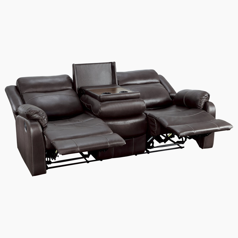 Canapé inclinable manuel en microfibre de 81 po Karston, Microfibre brun foncé / microsuède