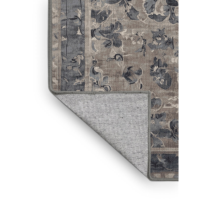 Machine Washable Gray Area Rug, Round 8'