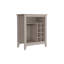 Armoire de bar château, une tablette ouverte, six casiers à vin, finition gris clair-191524531