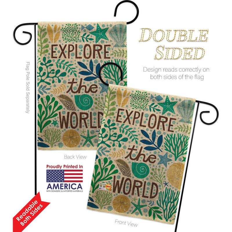 Explorez les en toile jutes de jardin nautique à 2 côtés 18,5 x 13 po the world littoral ensemble de drapeau