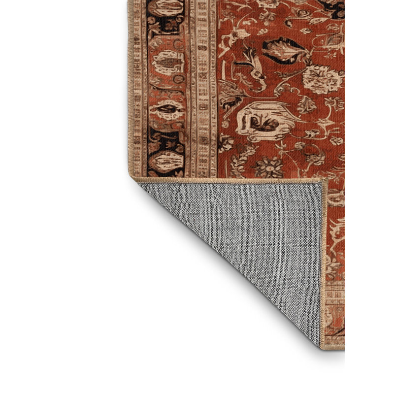 Tapis brun lavable à la machine, Carré 5 pi