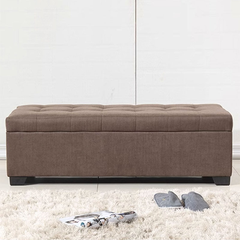 Long banc de rangement en tissu et tissu d'ameublement Coffee, Café