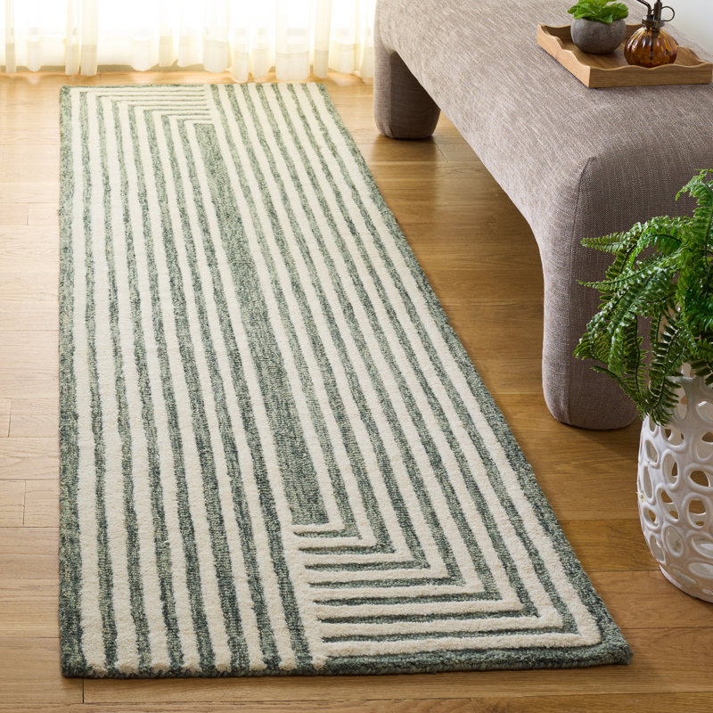 Metro 389 Hand Tufted 80% Wool; 20% Cotton Geometric Rug, Runner 2'3" x 8'