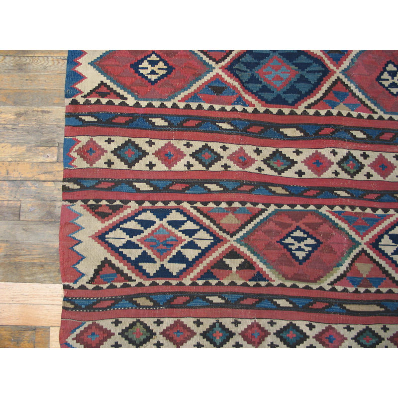 Tapis à tissage plat blanc antique Kilim