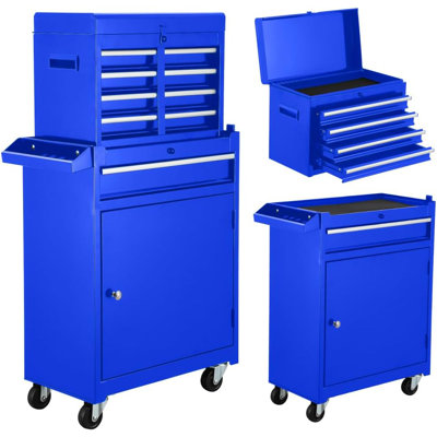 1 ensemble de 5 boîtes à outils amovibles en métal avec armoire inférieure et 1 tablette réglable