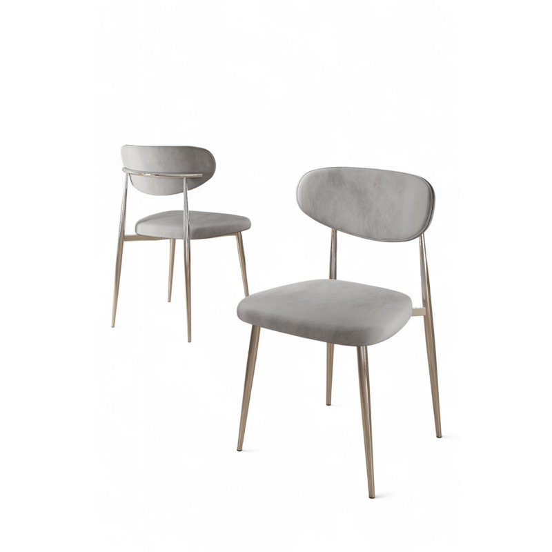 Ensemble de chaises modernes 6 pièces, gris et chrome | Cadre 100% métal, envers en contreplaqué, tissu BabyFace, 19,7 po x 34,6 po x 18,5 po | Siège d'une hauteur de 19,3 po, dossier en mousse 22 po et siège en mousse 28 po | Élégant et durable pour la salle à manger ou le bureau