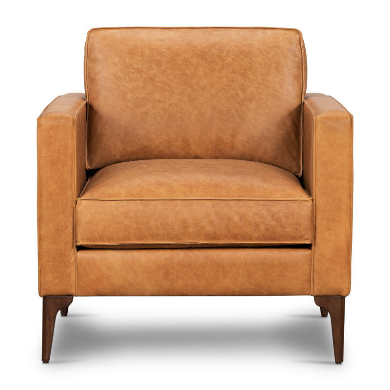 Mateo Full-Grain Genuine Italian Leather Armchair, Cognac Tan Genuine Leather