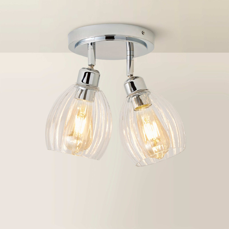 Alaynah Glass Semi Flush Mount, Chrome