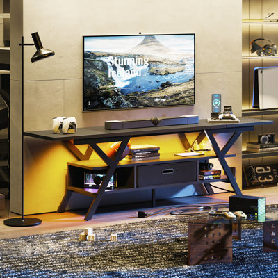 Brisna 70" Entertainment Center with LED Lights, TV Stand for TVs up to 75", Large Media Console