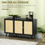 Buffet Sholes avec portes décoratives en rotin, noir