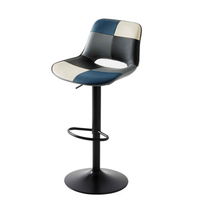 Ensemble de 2 tabourets de bar en similicuir à hauteur réglable, structure en métal noir robuste pour îlot de cuisine