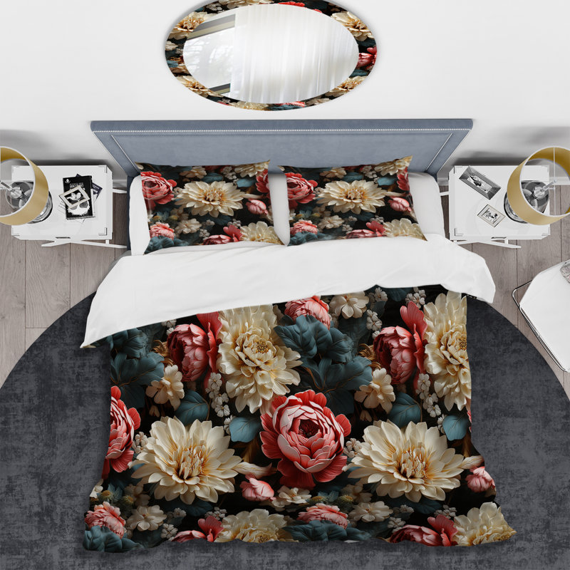 Ensemble de housse de couette à motif floral Renaissance Opulence, Housse de couette pour très grand lit et 2 très