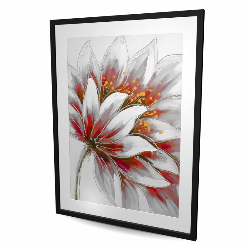 Red Flower with Gold Centre - Framed Botanical Print Decor