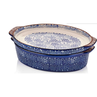 Latitude Run Brasher Oval Stoneware 2 Piece Casserole Bakeware Set