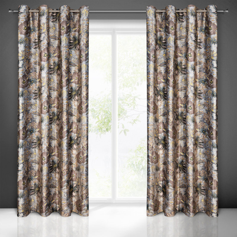 Aalyssa Eyelet Blackout Thermal Single Curtain, Steel