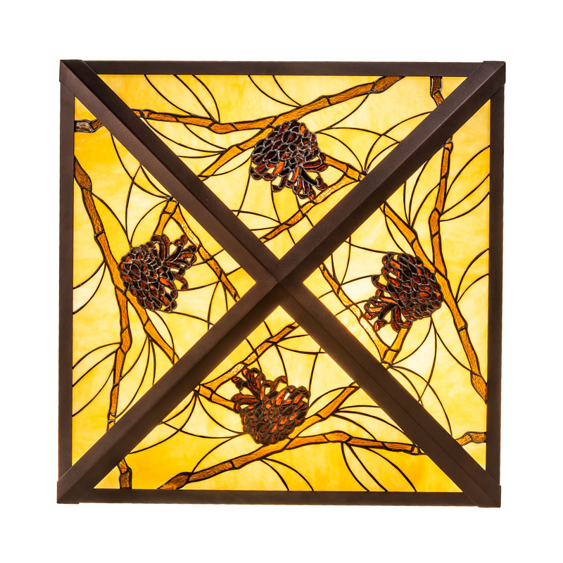 23" Square Pinecone Ridge Semi-Flushmount