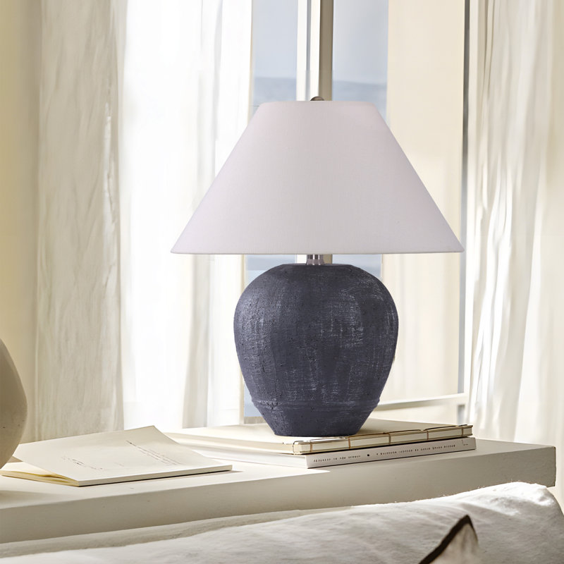 Kula 21.65" H Ceramic Table Lamp, Dark Gray, 18.11" H x 15.75" W x 15.75" D