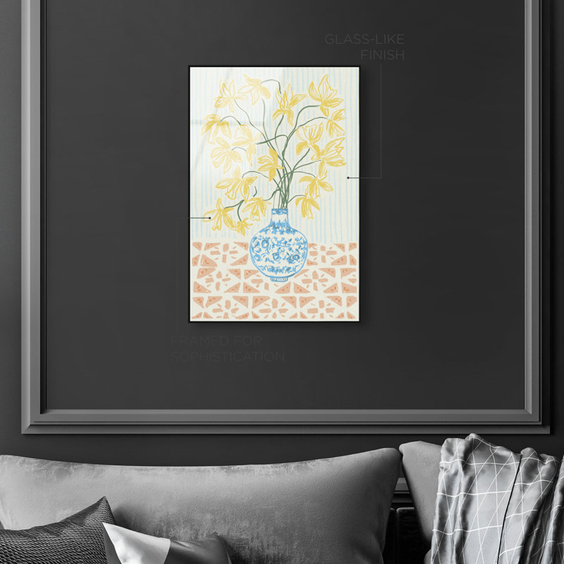 Yellow Iris Summer Print by Oliver Gal, 16"H x 11"W, Black Floater Frame