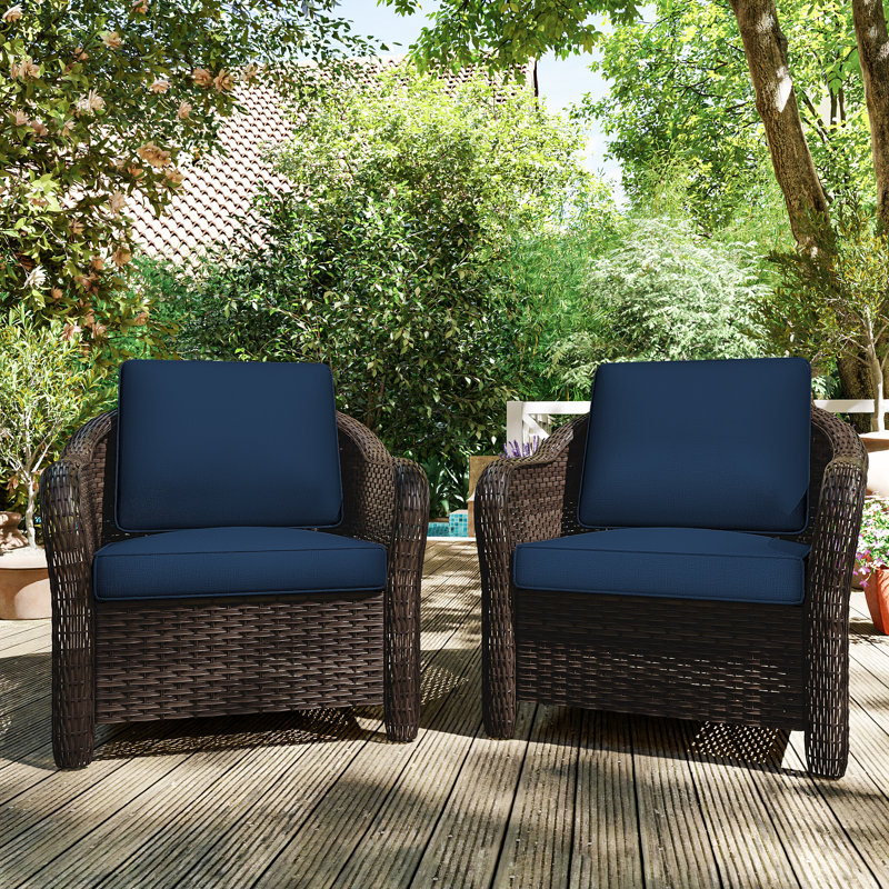 Patio Chairs With Cushions （Set of 2）, Blue