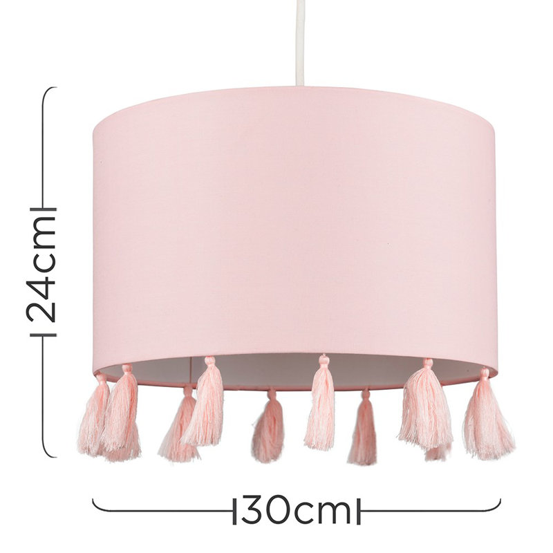 24cm H Cotton Drum Pendant Shade ( Clip On ), Pink