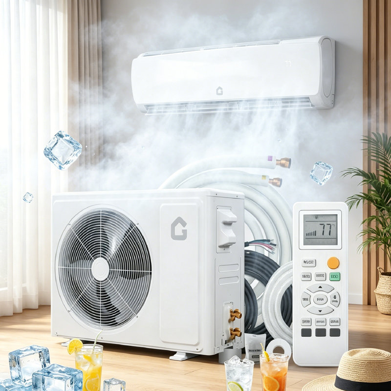Mini système de chauffage / climatisation 12 000 BTU divisé, climatiseur sans conduit 19 SEER2 230V avec pompe à chaleur, condensateur préchargé, couverture de 750 pieds carrés, télécommande complète et ensemble d'installation complet.