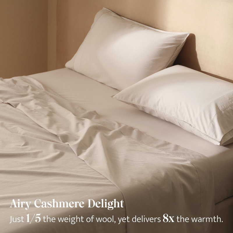 Ensemble de draps en coton à double point Cashmere Pima, Ensemble de draps pour lit double, Avoine