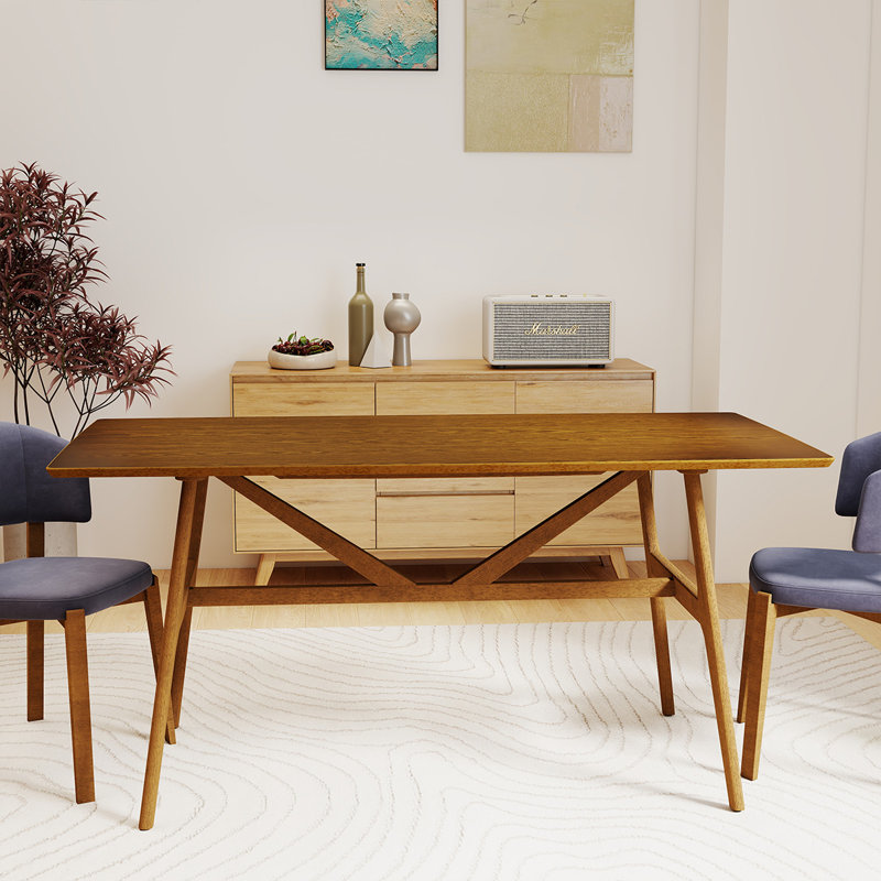 Table de salle à manger avec pieds en bois massif, Bois brun foncé / brun