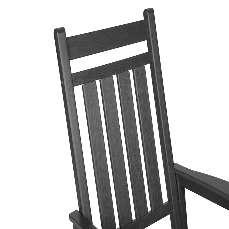 Ensemble de chaises berçantes toutes saisons avec table d'appoint, ensemble de chaises berçantes 3 pièces à texture de bois (comprend 2 chaises berçantes et 1 table)
