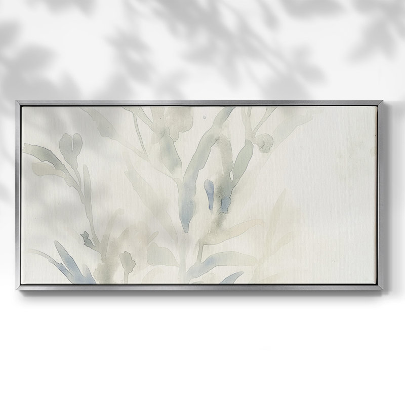 Botanical Series-CCSCXX- Toile tendue avec châssis tendue, prête à être accrochée, H 21 po x l 41 po, Argent argent