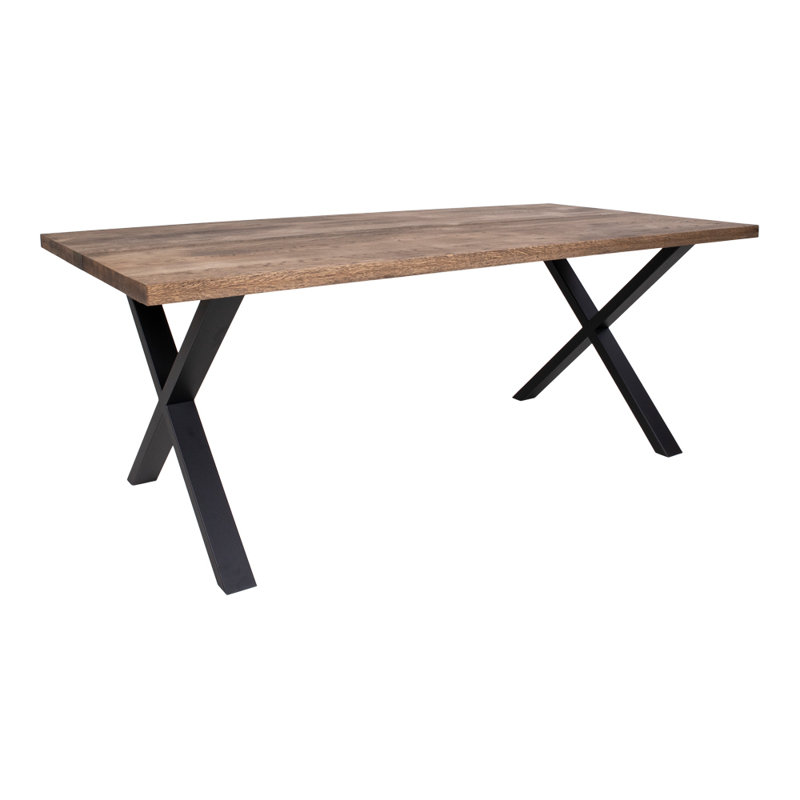 Daniell Oak Solid Wood Dining Table, Dark Beige
