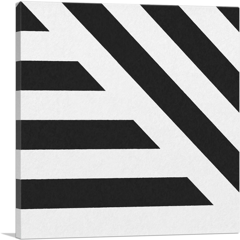 «Black Stripes» sur fond blanc - impression sur toile tendue, H 18 po x l 18 po x P 0,75 po