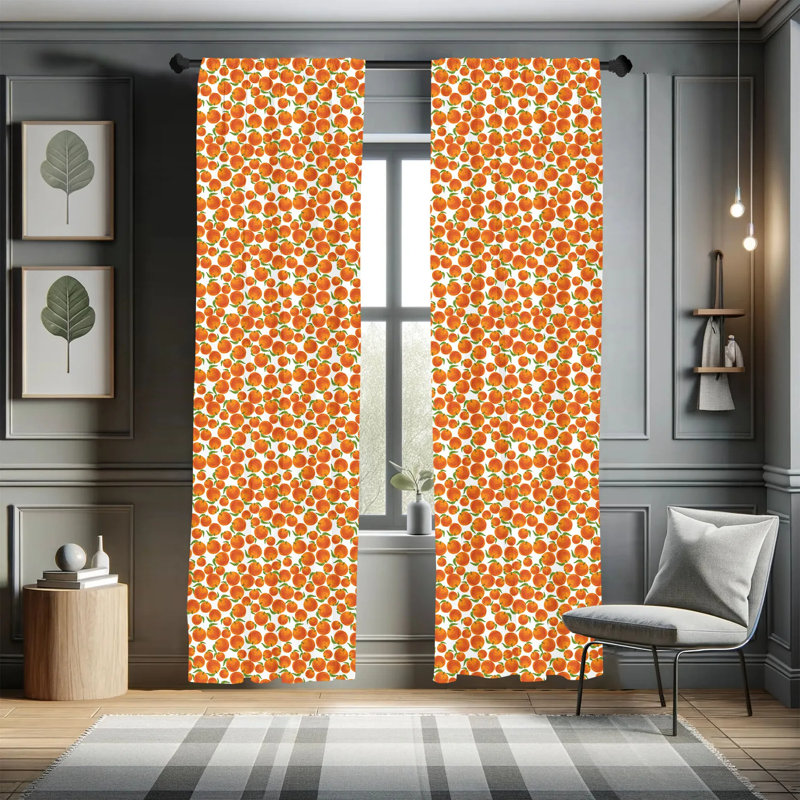 Tangerine Semi-Sheer Rod Pocket Curtain Panels, 28" x 63"