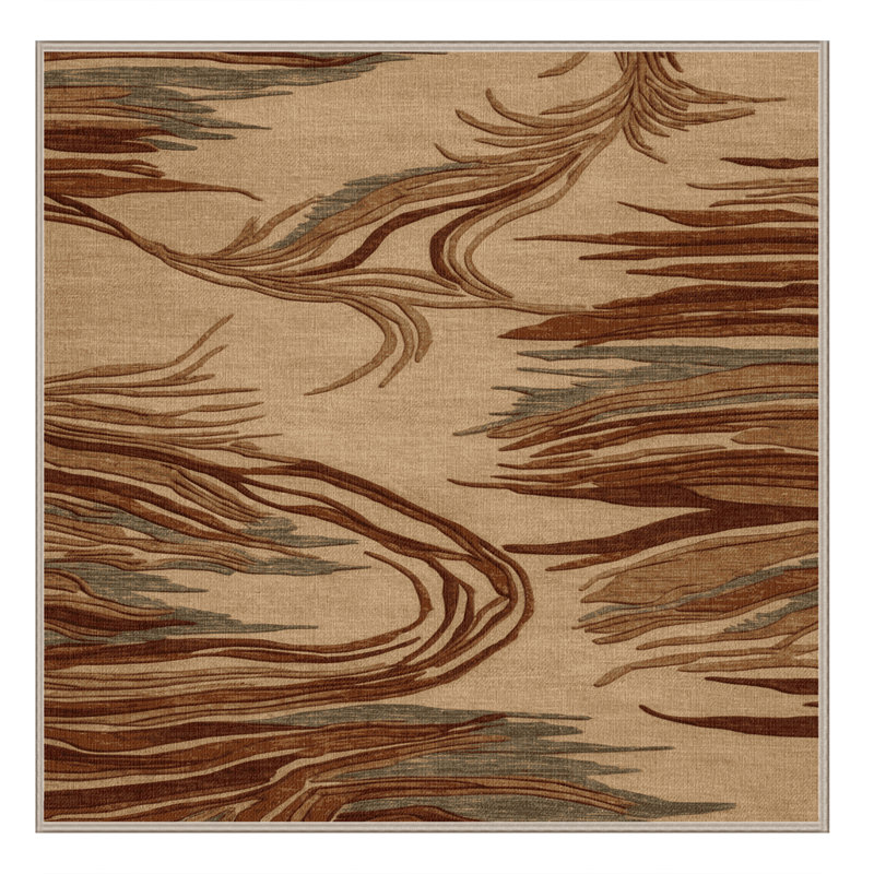 Machine Washable Nature Brown Area Rug, Square 8'