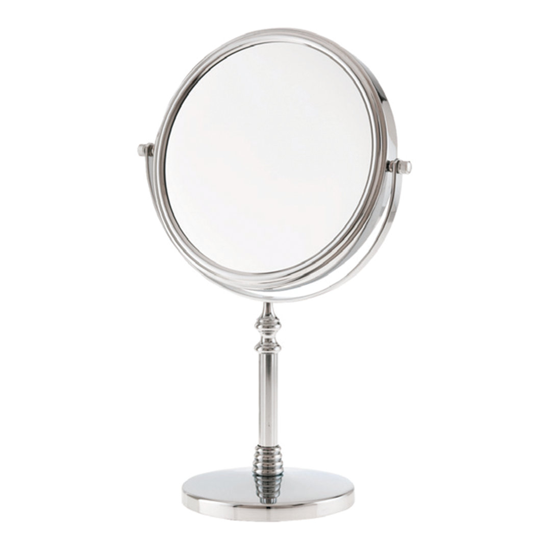 Aburizik Metal Framed Freestanding Makeup Mirror in Chrome