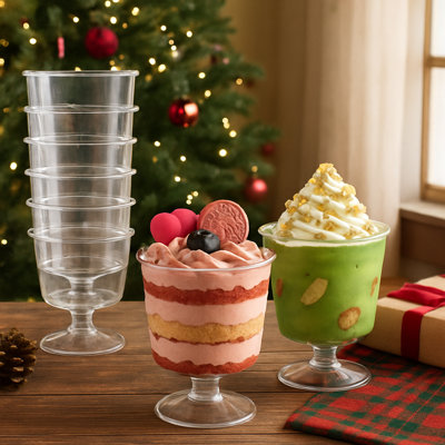 5 OZ Mini Plastic Disposable Dessert Cups/Bowls Set With Spoons
