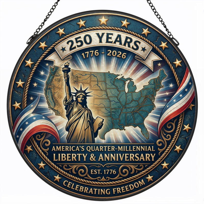 Panneau de fenêtre en verre pour décoration intérieure American Liberty USA 250th Anniversary - H 12 po, H 12 po